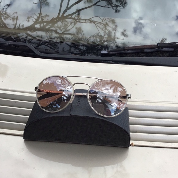 Prada Silver Round Sunglasses